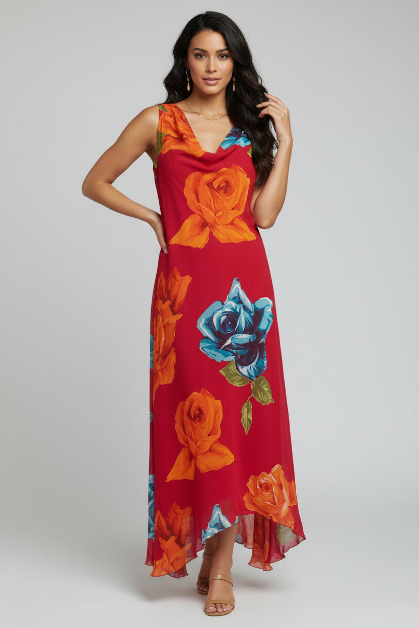 "O.Suzanne" Long Floral Sleeveless Dress