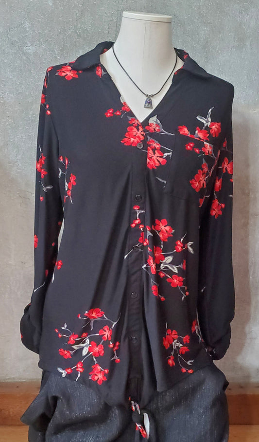 "Lily Morgan" Button Front Long Sleeve Top