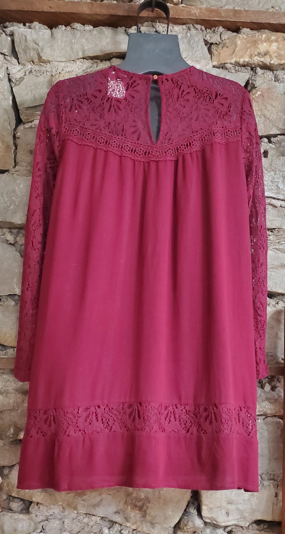 "Brave Soul" Long Sleeve Lace Inlay Short Dress