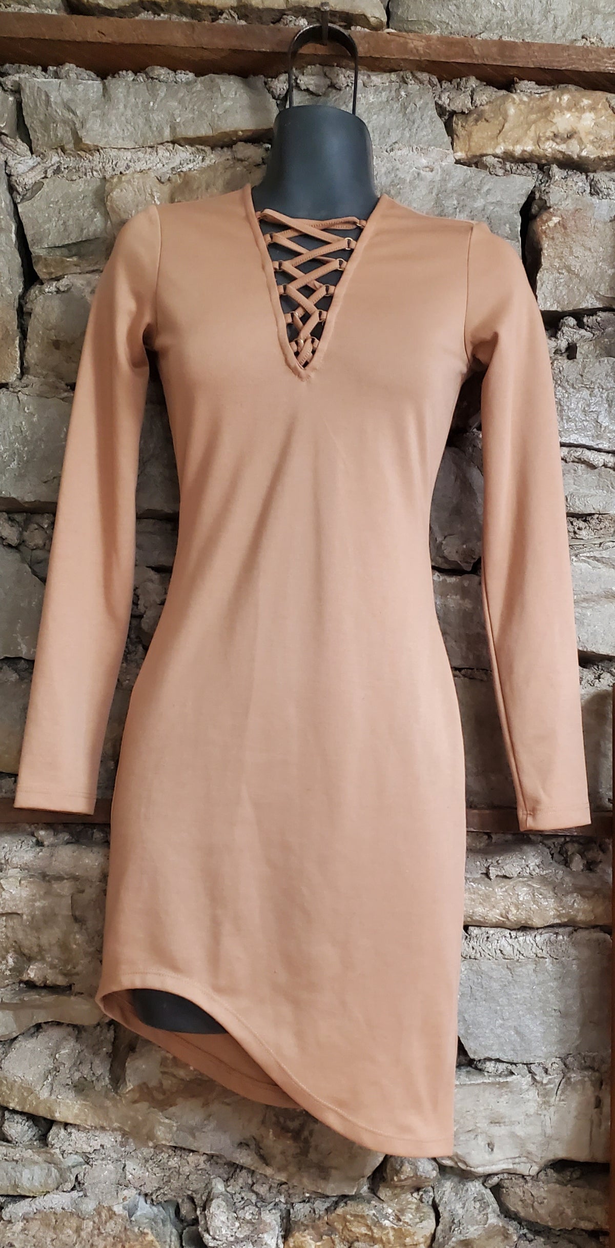 "Divided" Long Sleeve Short Dress